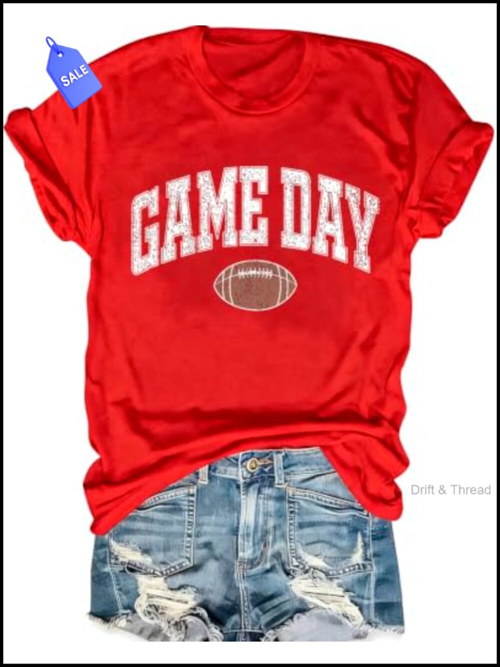 Game Day Football Graphic Tee Casual Short Sleeve Crew Neck T-Shirt